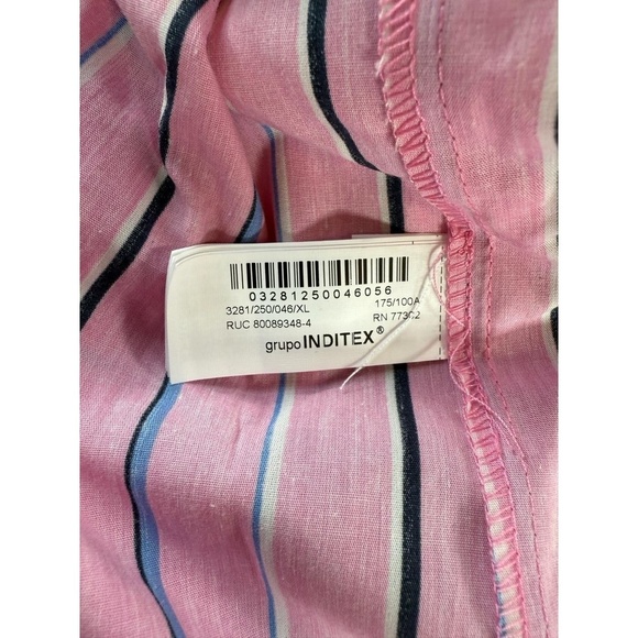 NWT Zara Womens XL Pink Striped Button Down Long Sleeve Layering Shirt - Picture 6 of 11